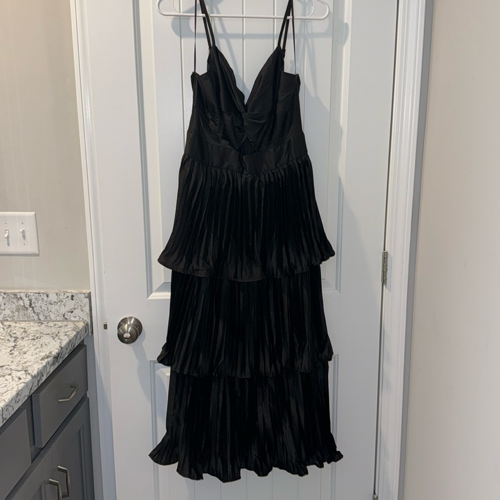Brand New Never worn Black satin tiered Flying Tomato Dress